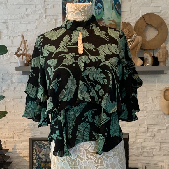 Cinq à Sept | Ileana Palm Print Silk Blouse – Size M | Excellent Condition - Picture 2 of 8